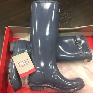hunter women’s boots tall glossy size 6